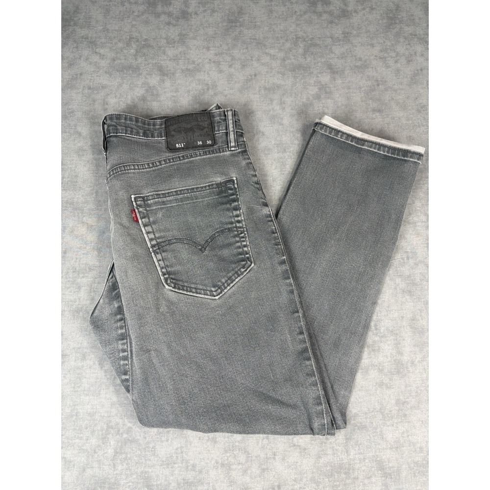 Levi's 511 Commuter Jeans Mens 36x30 Gray Slim Cycling Reflective Stretch